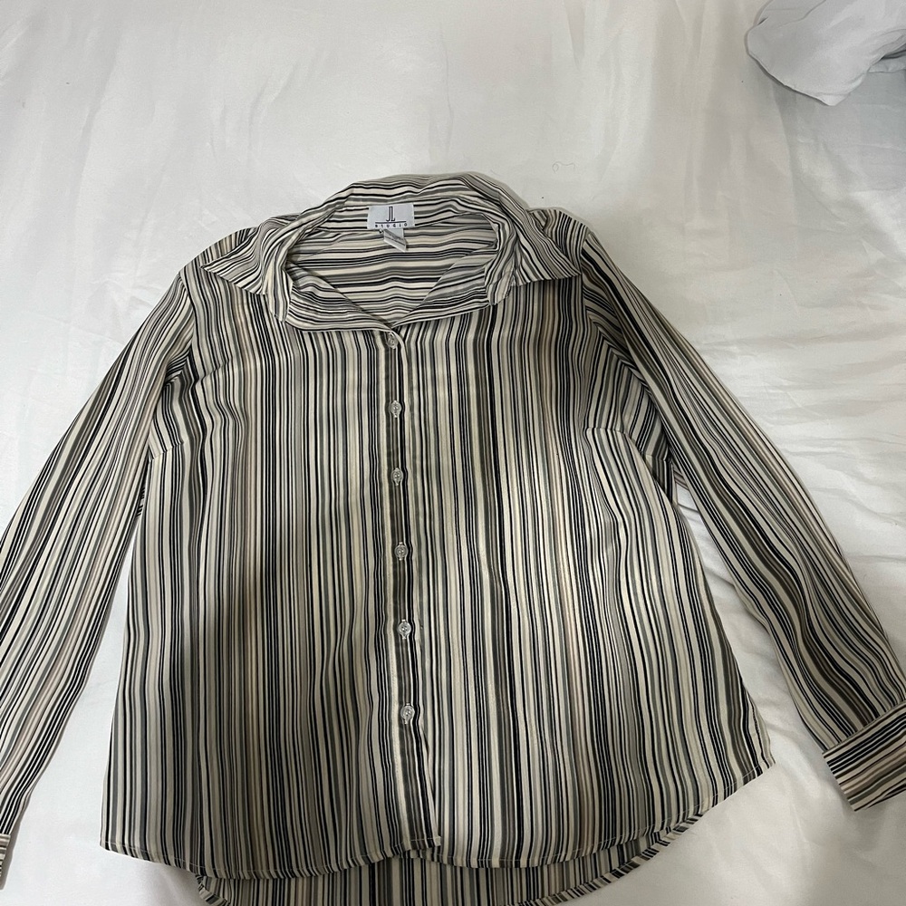 JL Studio Women’s Striped Button-Up Blouse Top